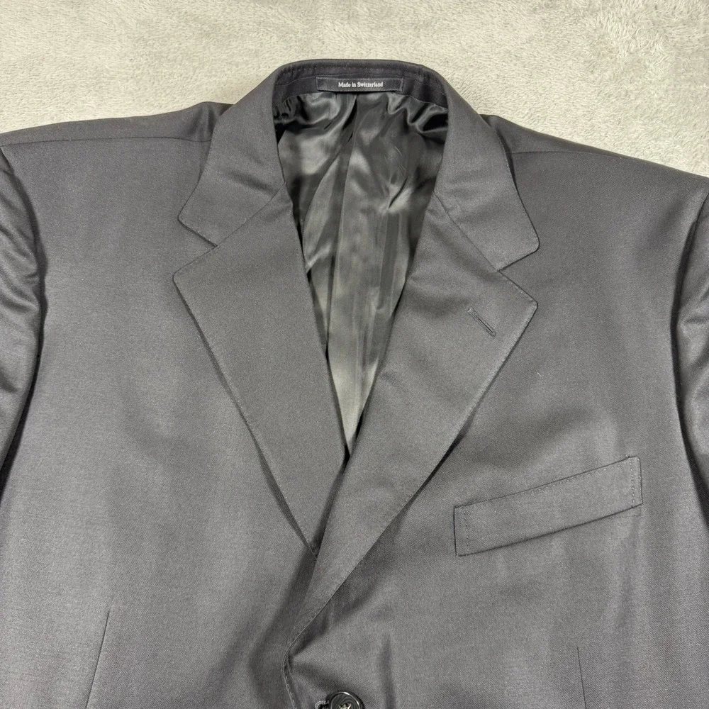 Ermenegildo Zegna Blazer Mens 58L Black 100% Wool 3-Button Suit Jacket